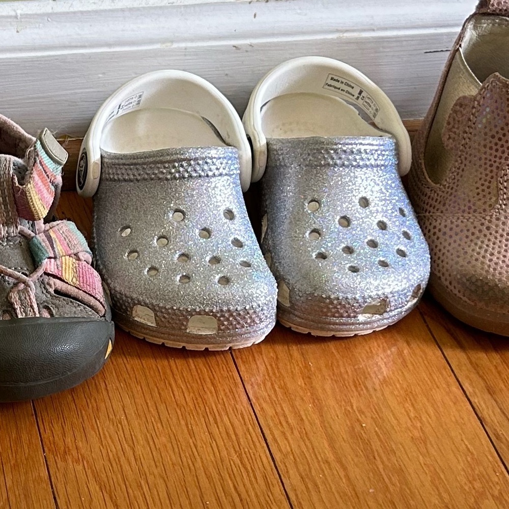 Glitter crocs size 4 toddler